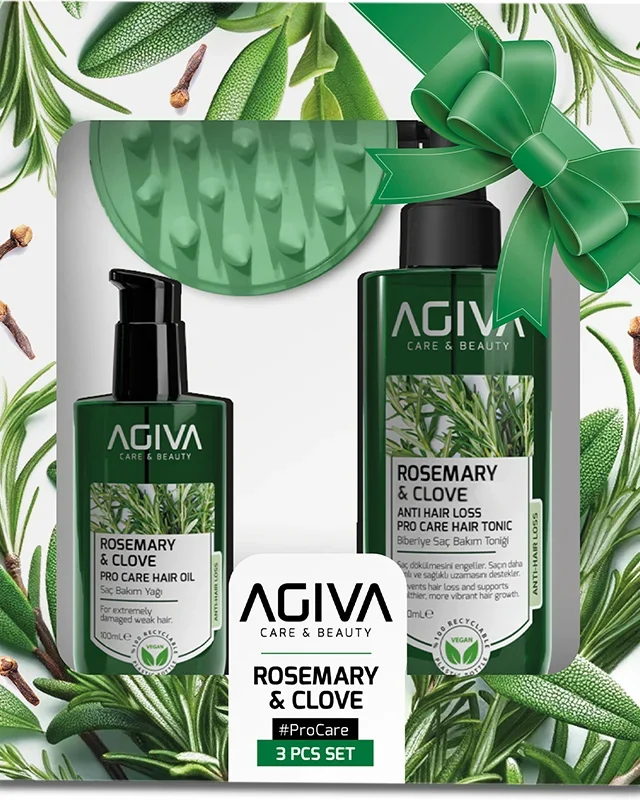 Agiva Rosemary&Clove Set (Rosemary&Clove Water 200 ml-Rosemary oil 100 ml+Comb)