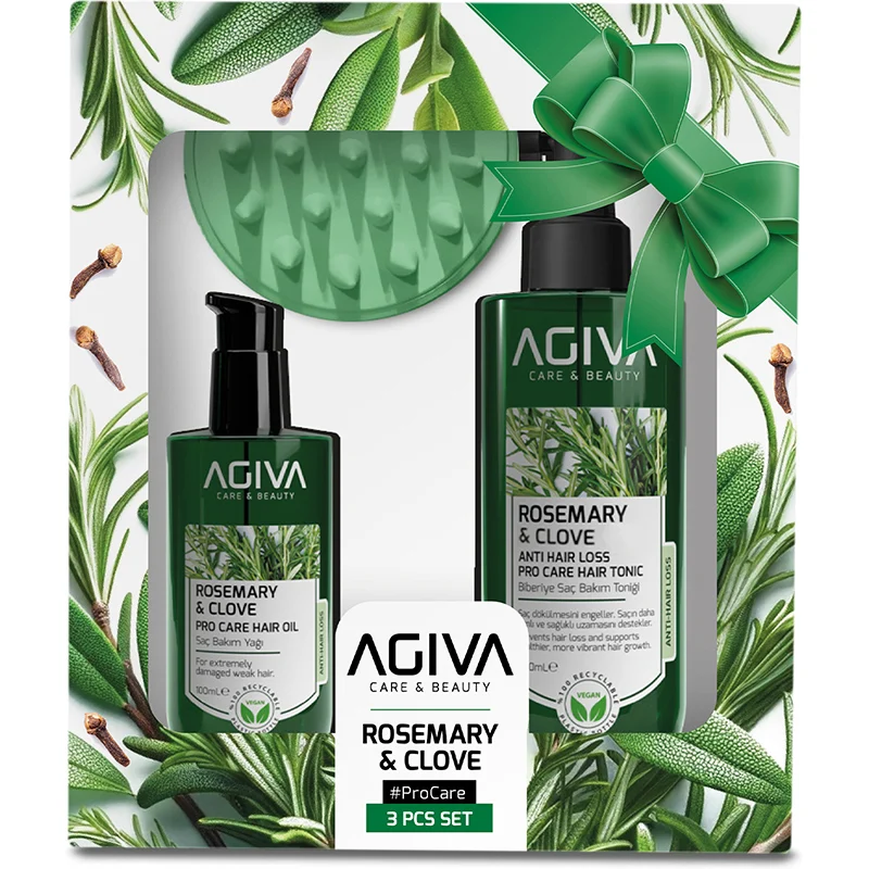 Agiva Rosemary&Clove Set (Rosemary&Clove Water 200 ml-Rosemary oil 100 ml+Comb)