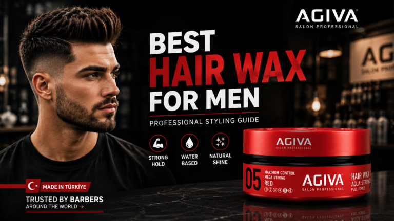Best Hair Wax for Men featuring AGIVA Styling Hair Wax Aqua Strong RED for professional men's hairstyling.