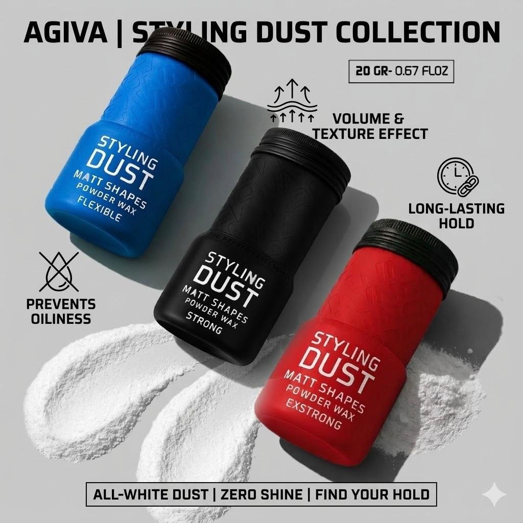 AGIVA Styling Dust Flexible Blue, Strong Black and Exstrong Red powder wax collection