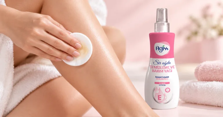 Removing wax residue from skin with AGISS Wax Cleaning and Care Oil